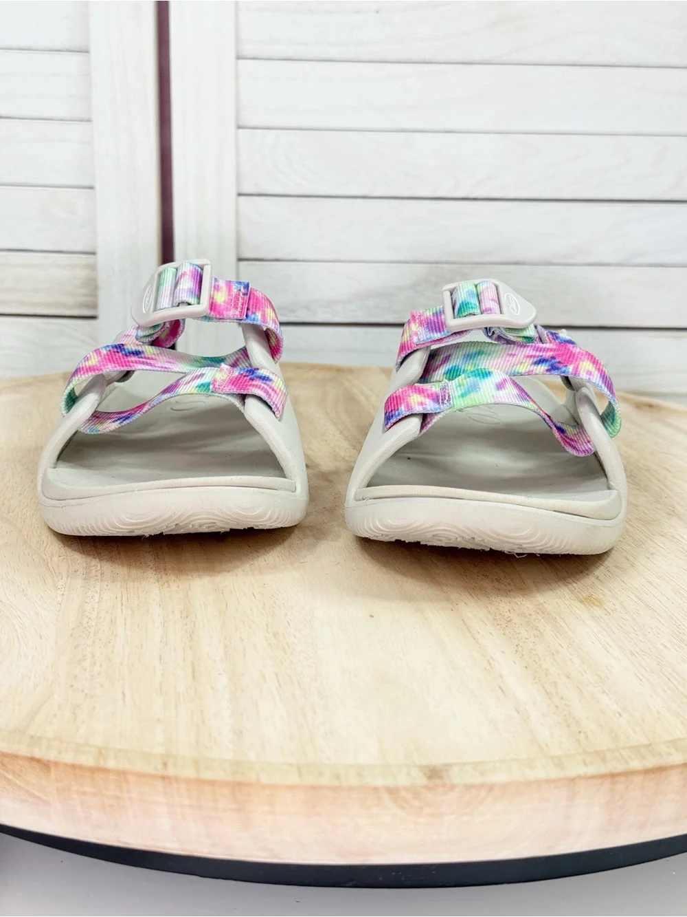 Chaco‎ Chillos Kids Slide Sandals Pink Tie Dye Light Tan 4